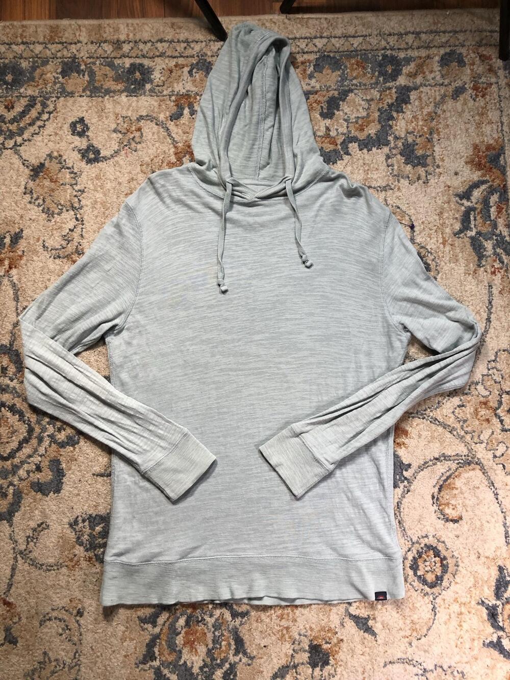 Faherty Hoodie Shirt Mens Large Gray Organic Cotton Lightweight Jersey Pullover